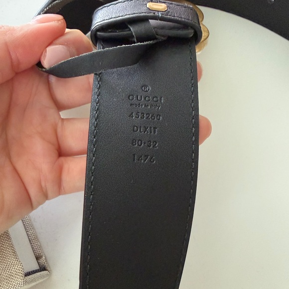 Gucci Black Leather Belt with Gold Pearl Buckle main image 5